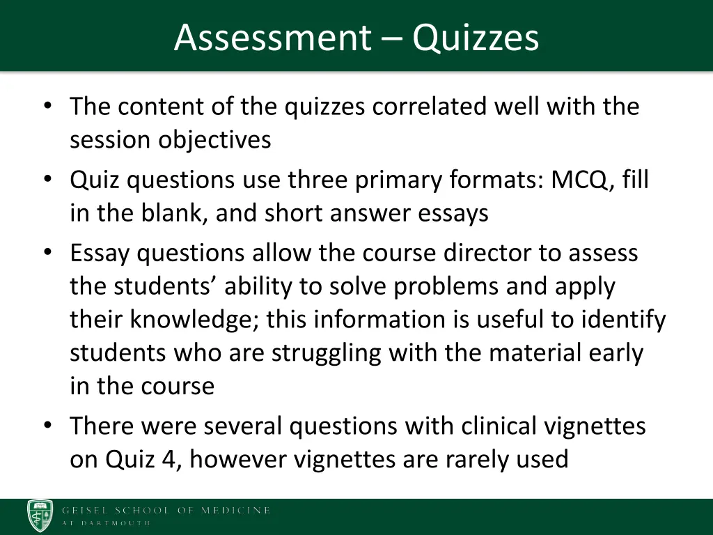 assessment quizzes