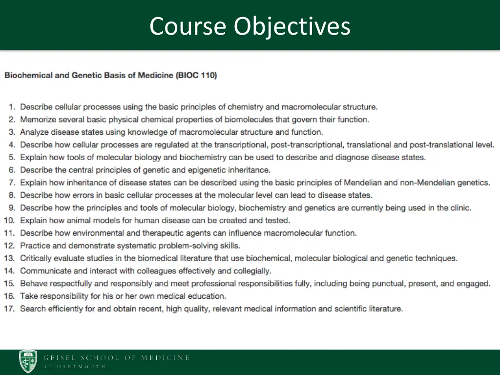 course objectives