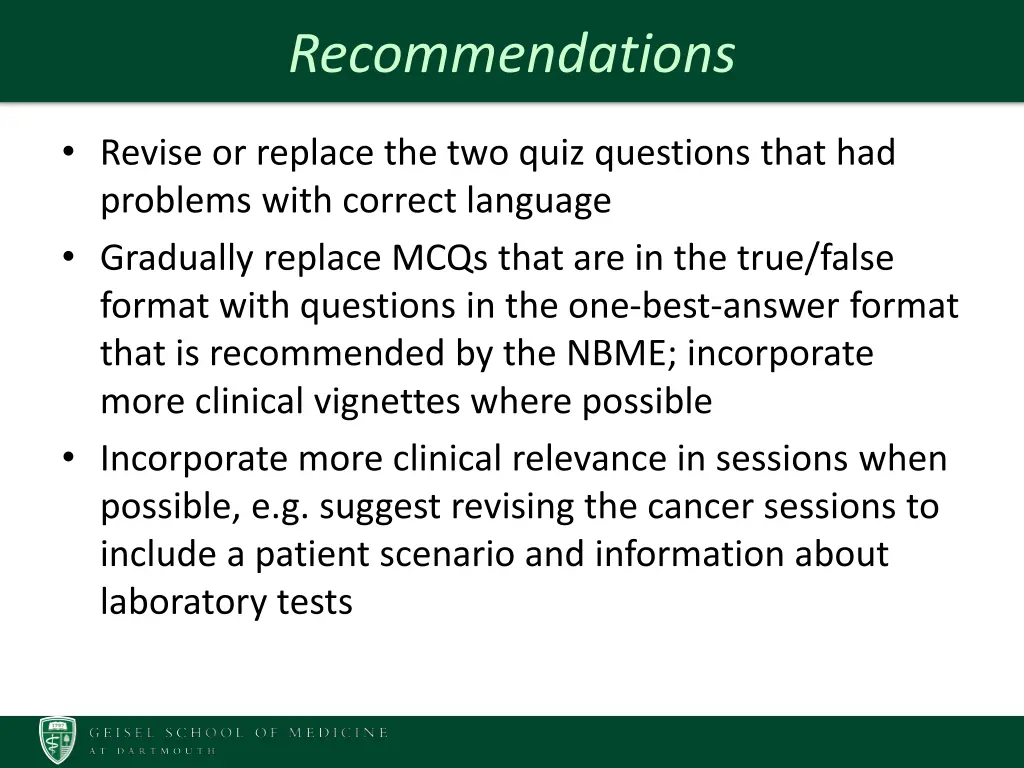 recommendations 1