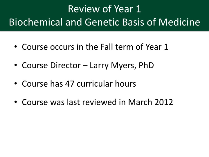 review of year 1