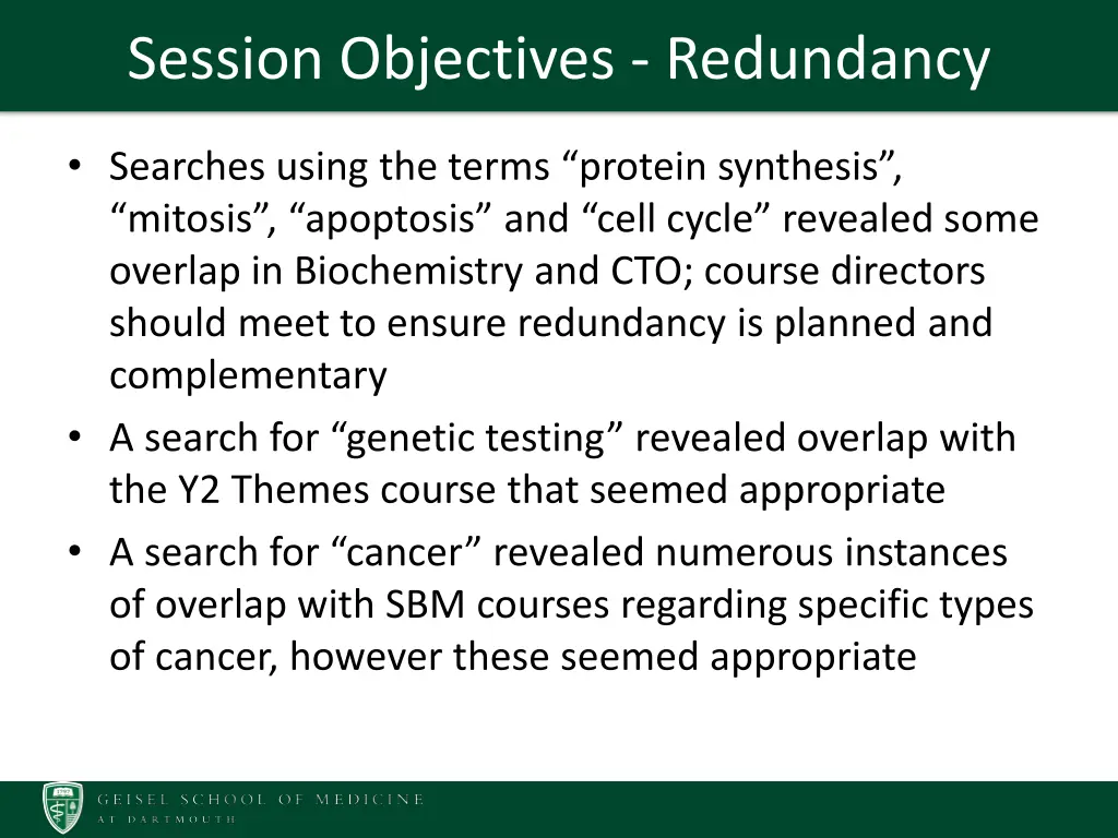 session objectives redundancy 1