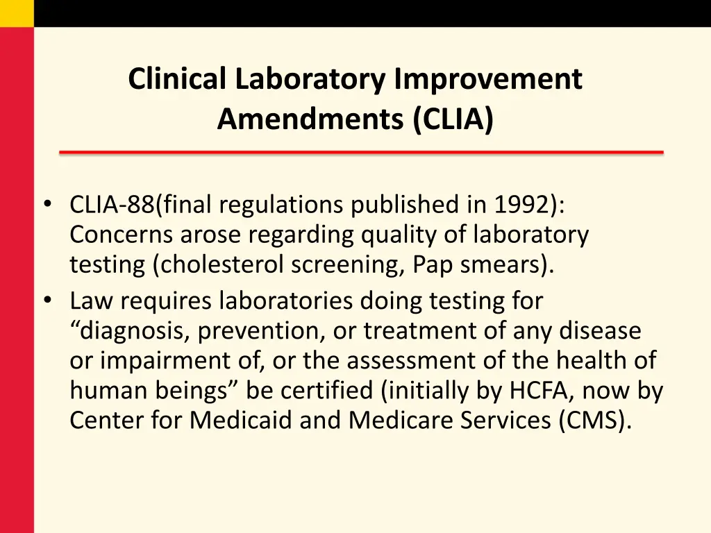 clinical laboratory improvement amendments clia