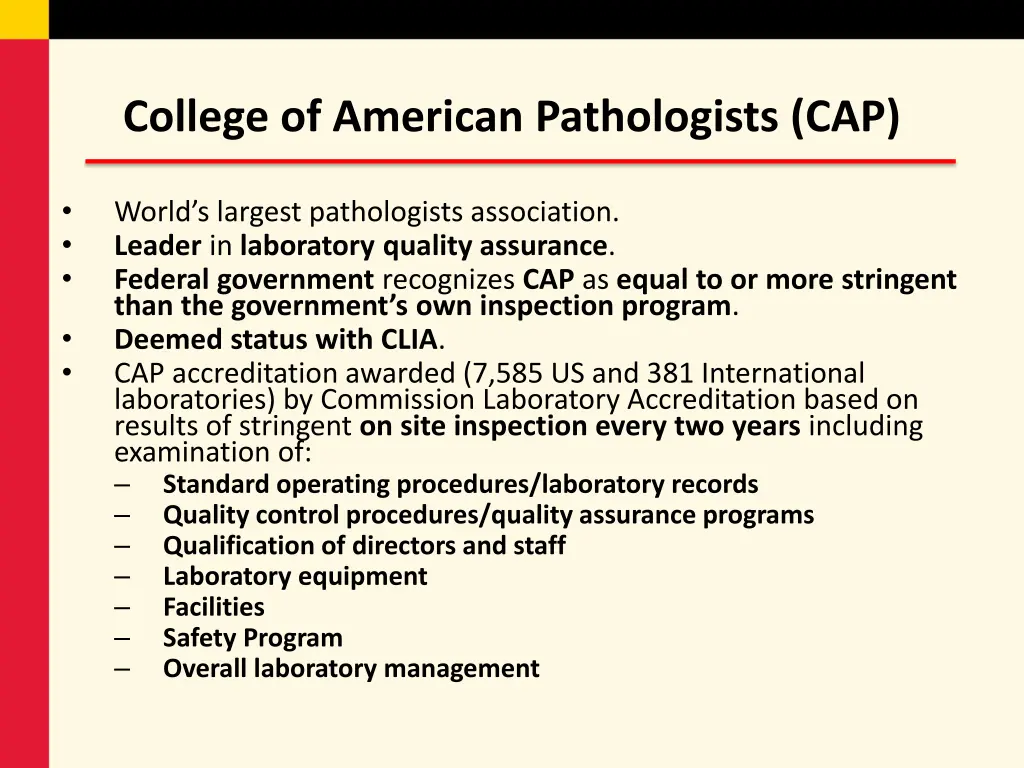college of american pathologists cap