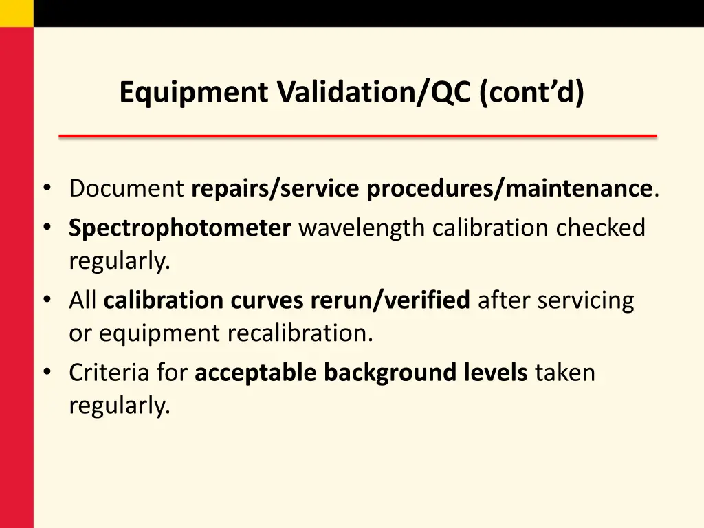 equipment validation qc cont d