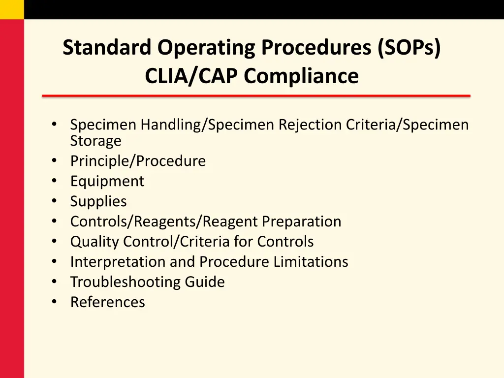 standard operating procedures sops clia