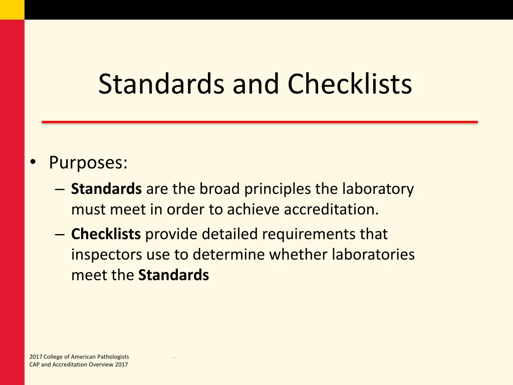 standards and checklists