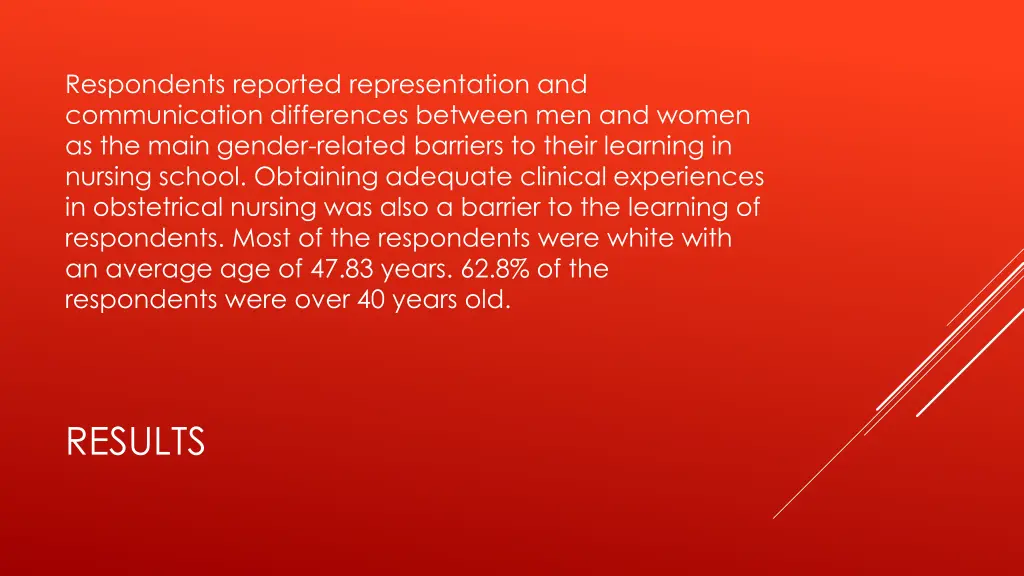 respondents reported representation