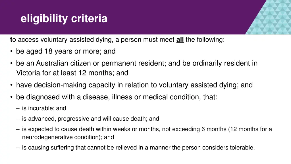 eligibility criteria