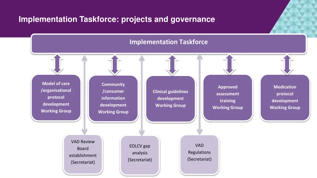 implementation taskforce projects and governance