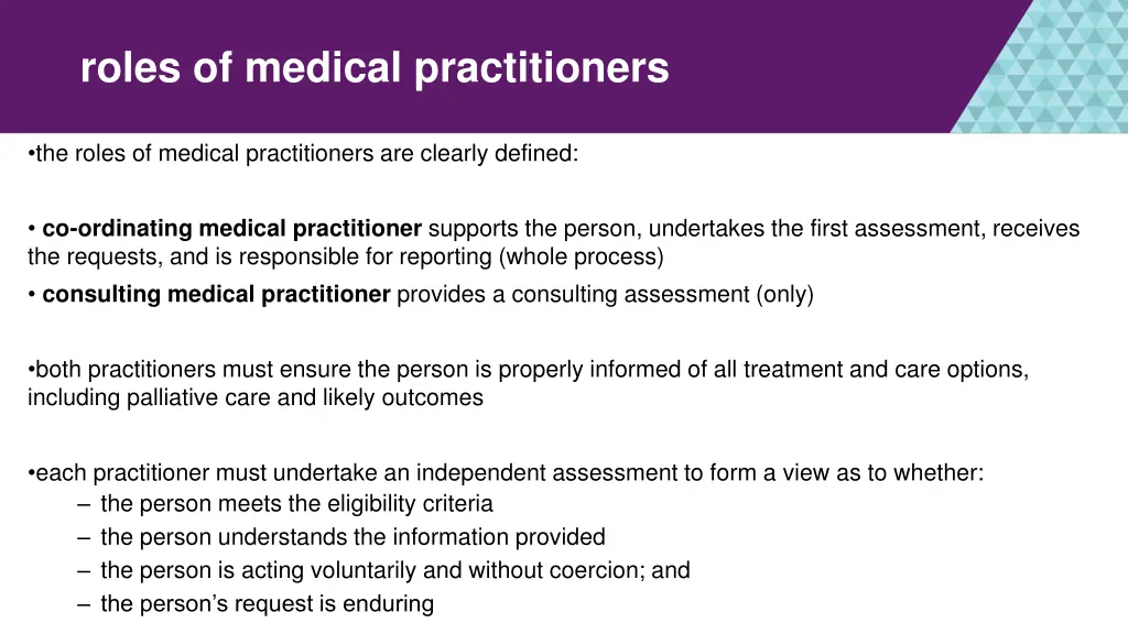 roles of medical practitioners
