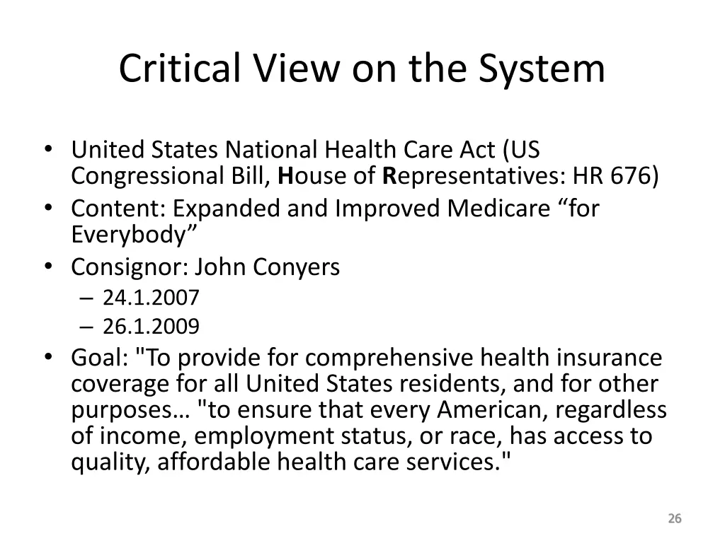 critical view on the system