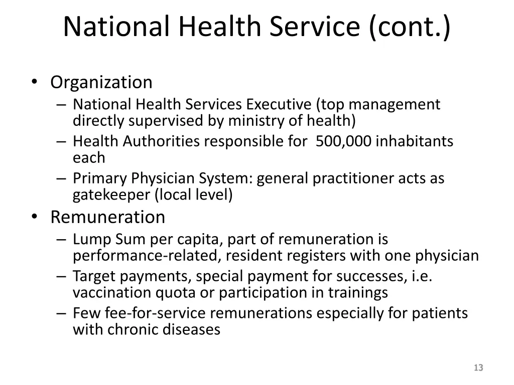 national health service cont