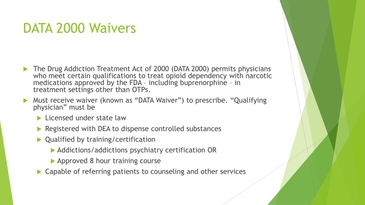 data 2000 waivers