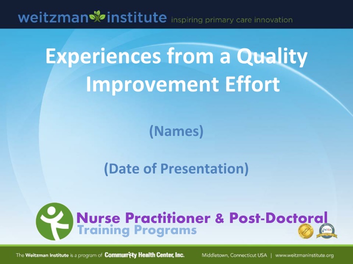 experiences from a quality improvement effort