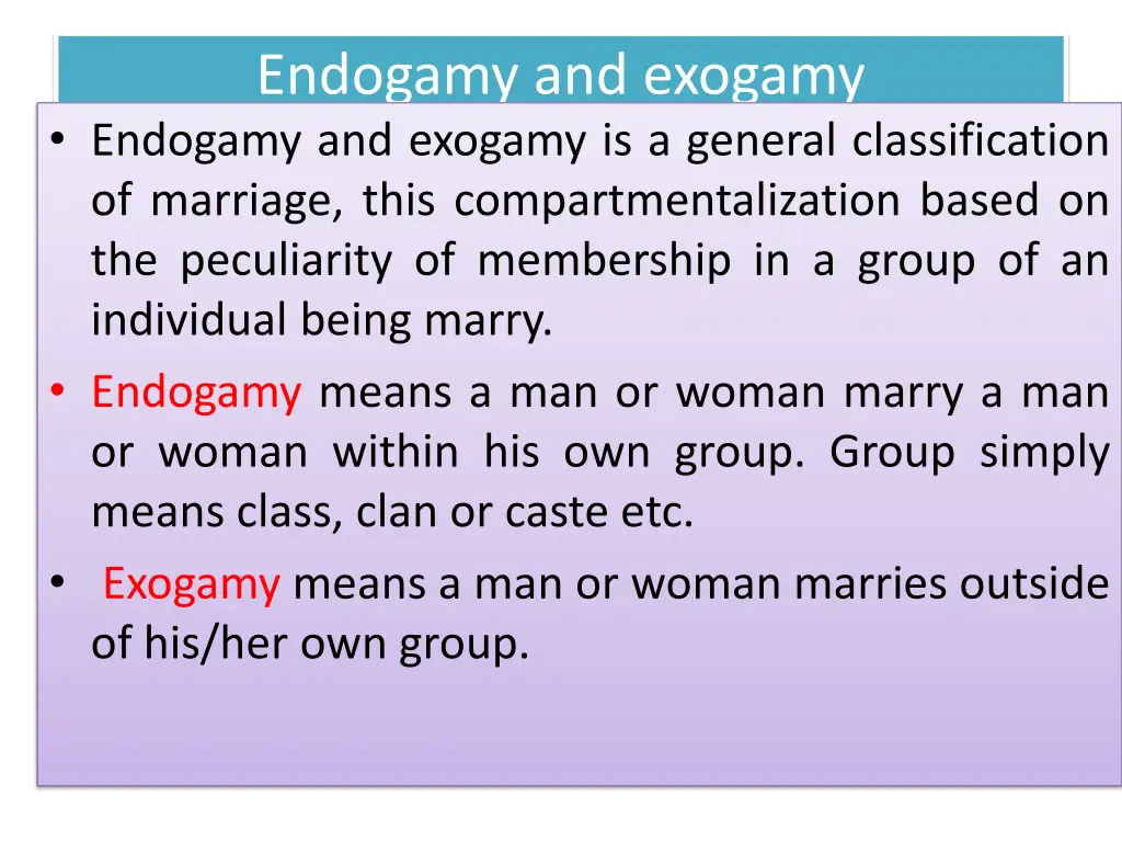 endogamy and exogamy endogamy and exogamy