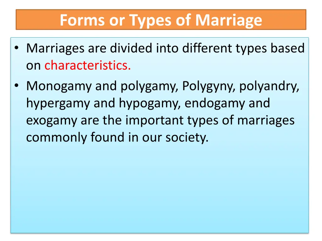 forms or types of marriage