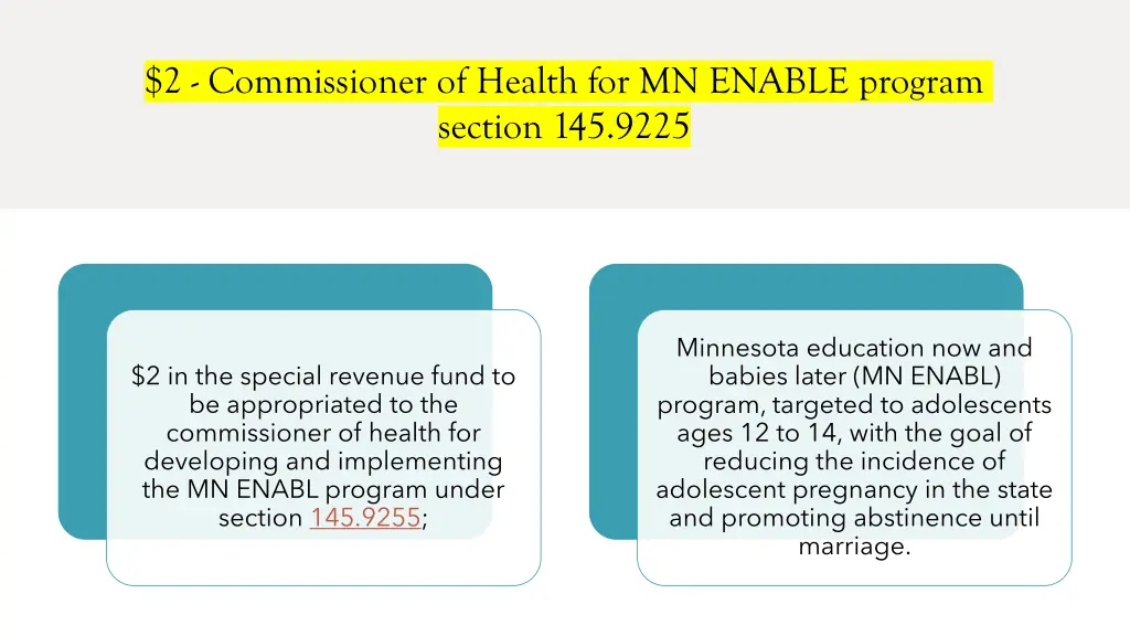 2 commissioner of health for mn enable program