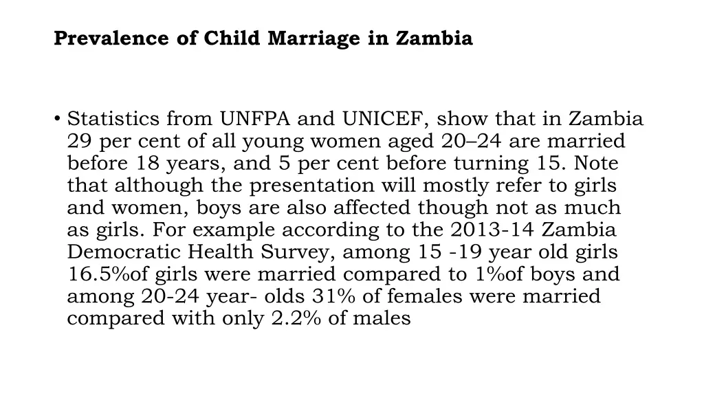 prevalence of child marriage in zambia