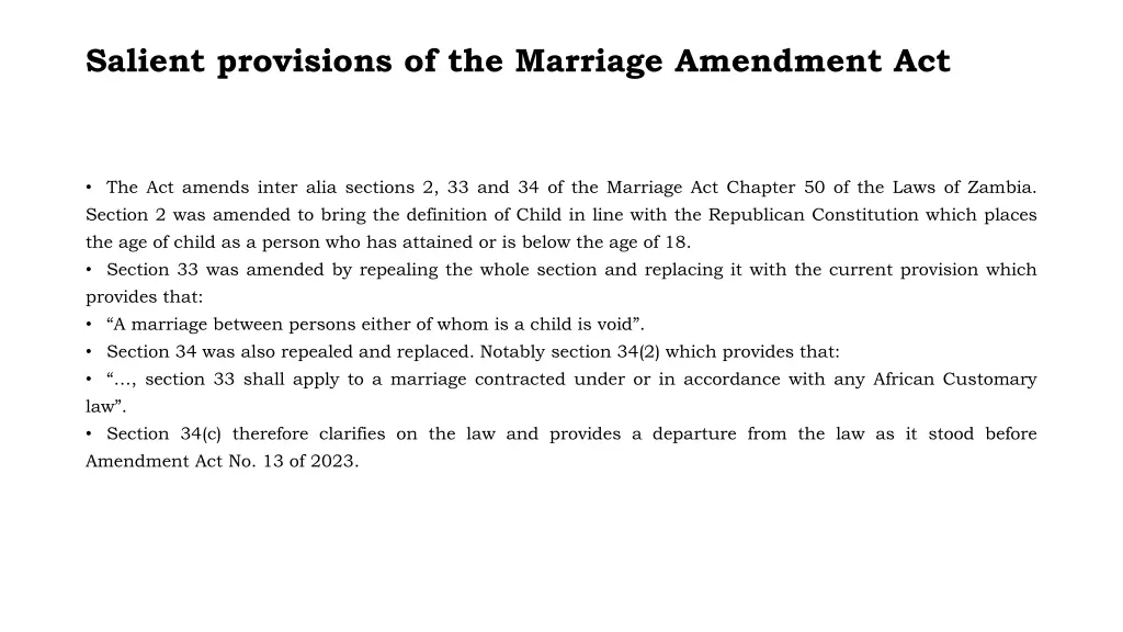salient provisions of the marriage amendment act