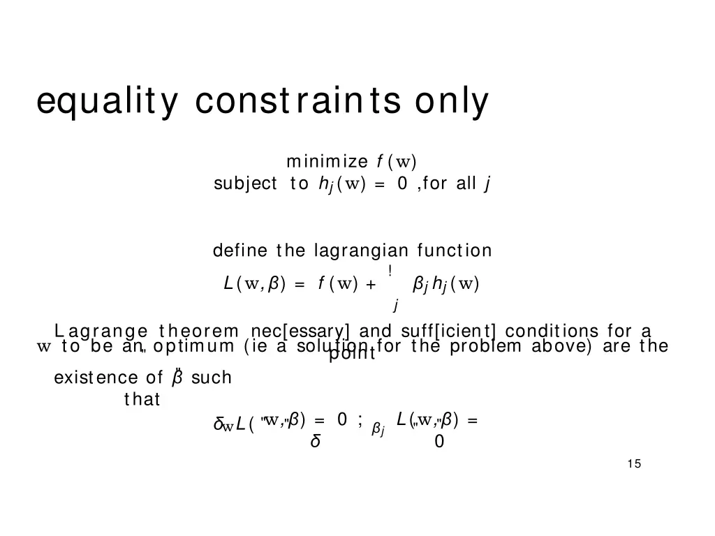 equality constraints only