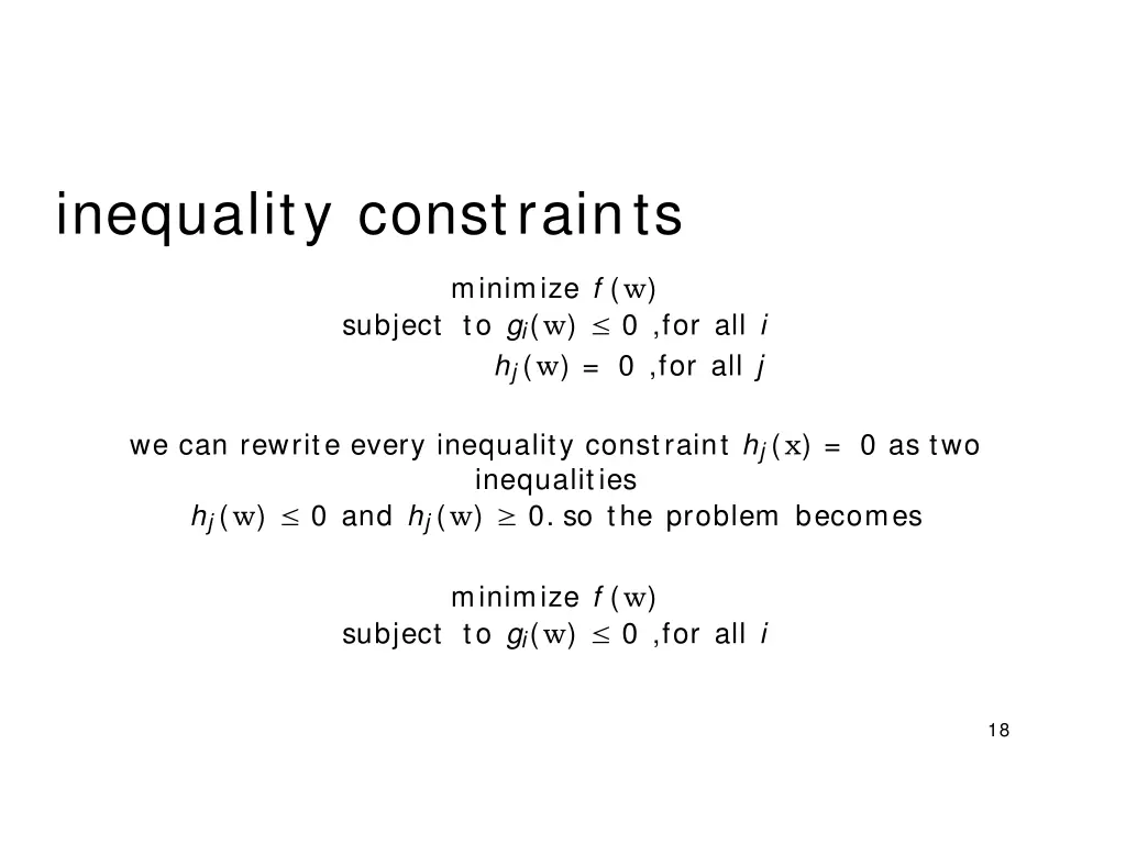 inequality constraints