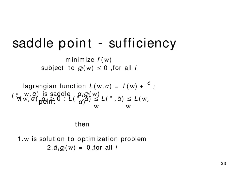 saddle point sufficiency