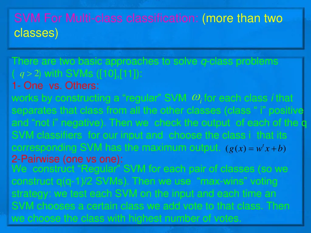 svm for multi class classification more than