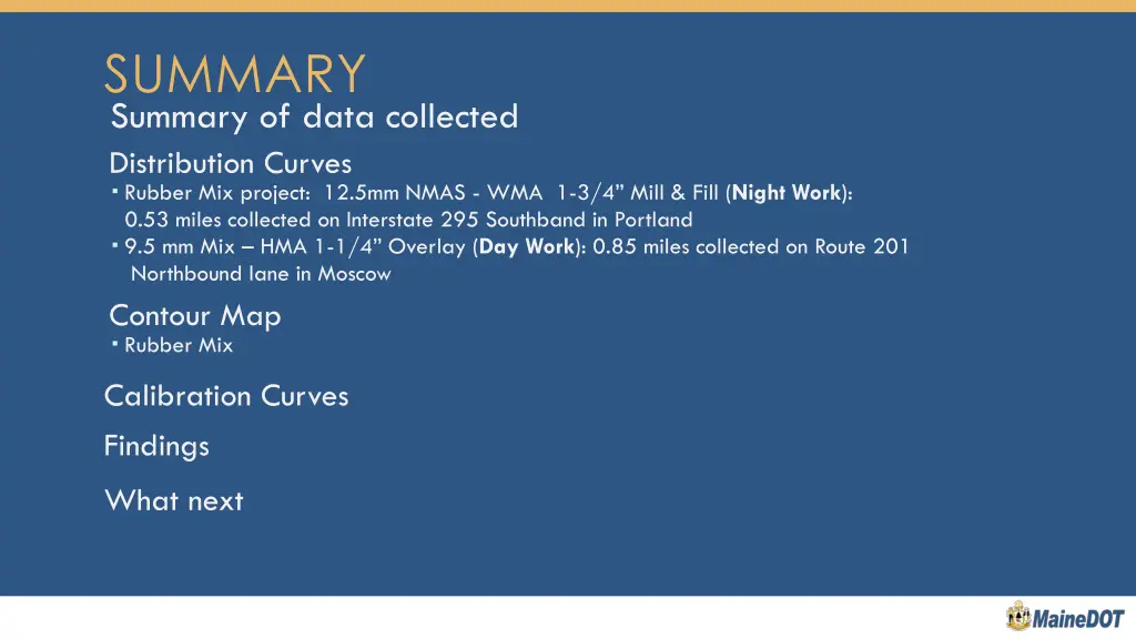 summary summary of data collected distribution