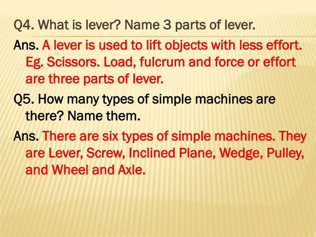 q4 what is lever name 3 parts of lever q4 what