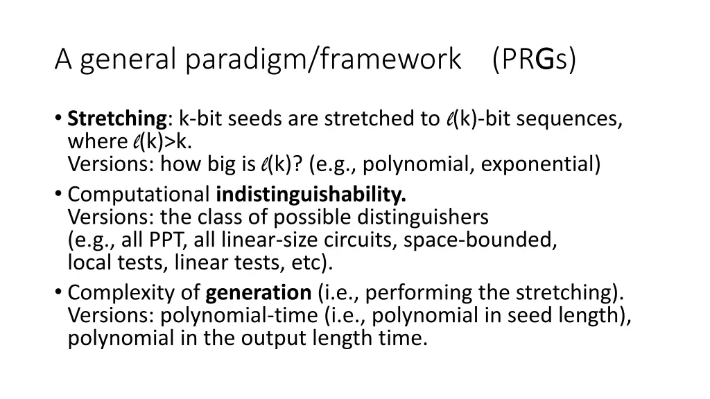a general paradigm framework prg gs