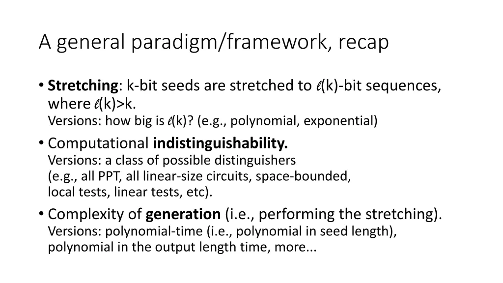 a general paradigm framework recap