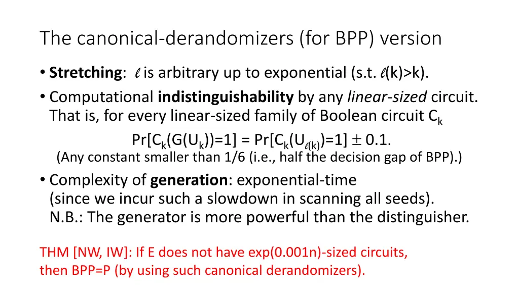 the canonical derandomizers for bpp version