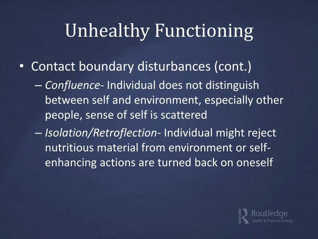 unhealthy functioning