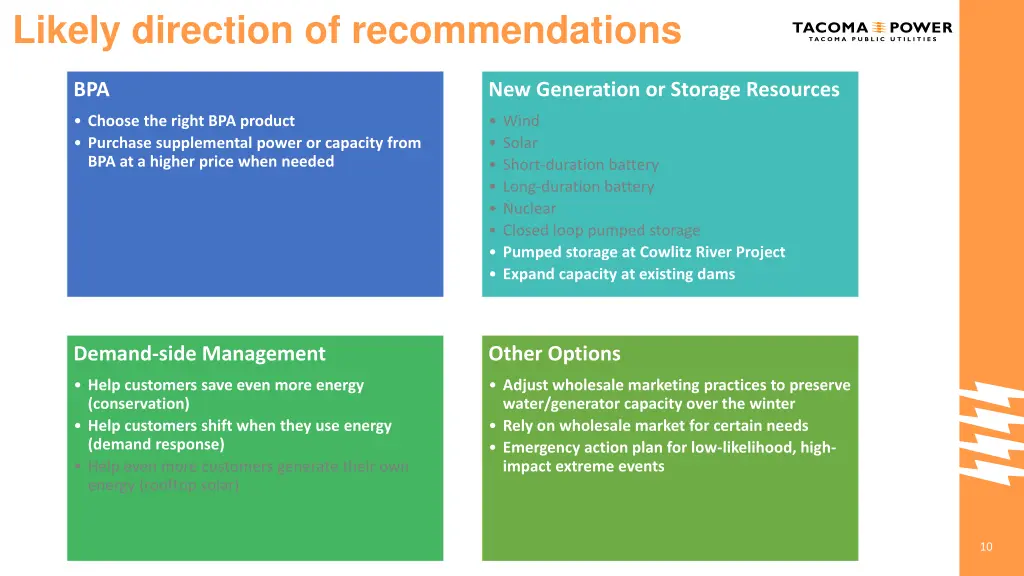 likely direction of recommendations