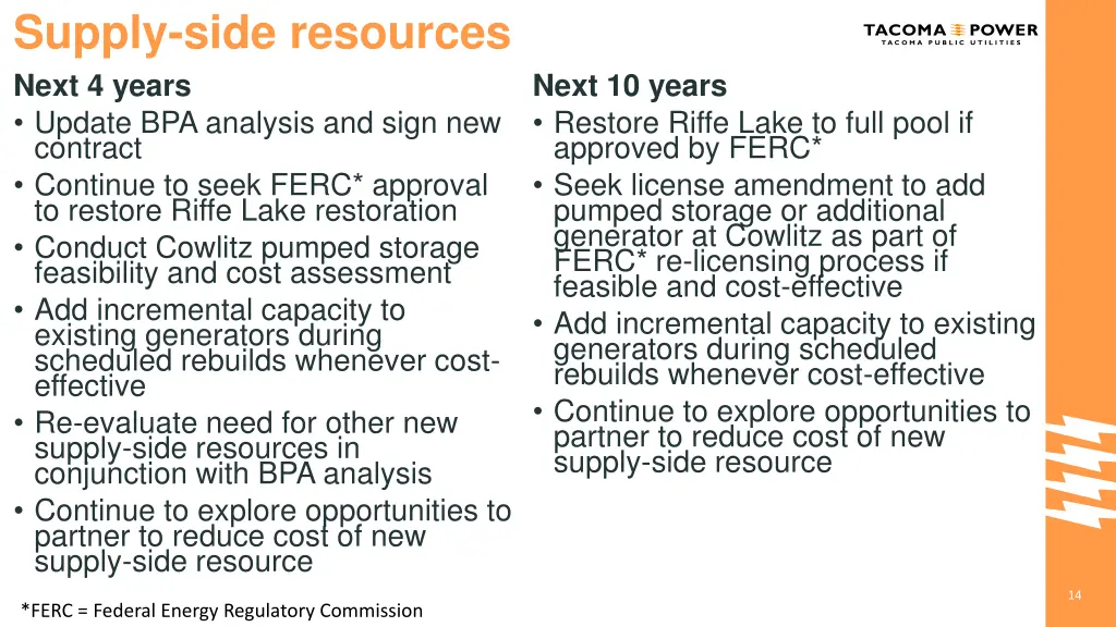 supply side resources next 4 years update