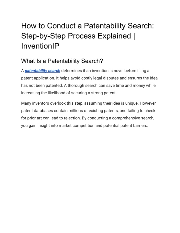 how to conduct a patentability search step