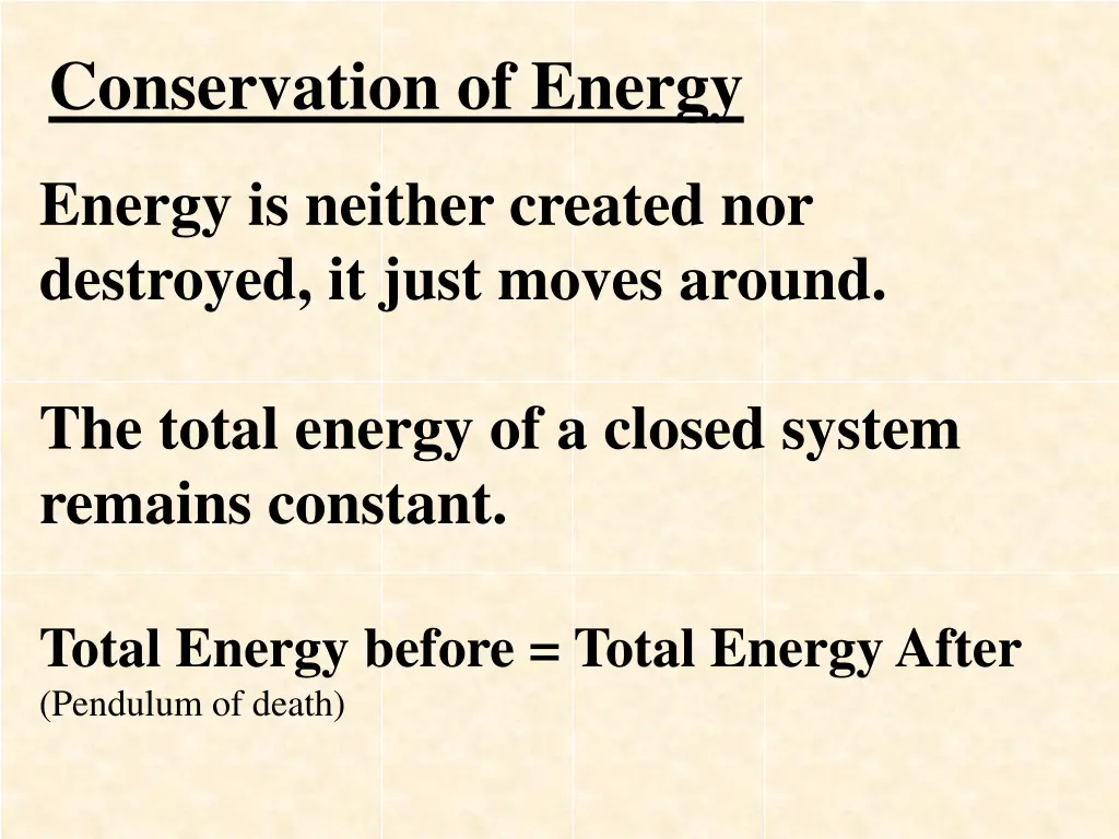 conservation of energy