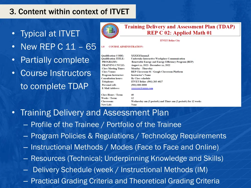3 content within context of itvet 2