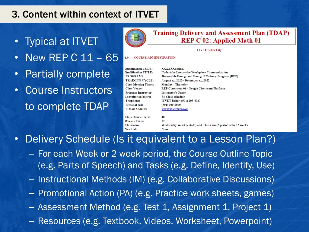 3 content within context of itvet 3