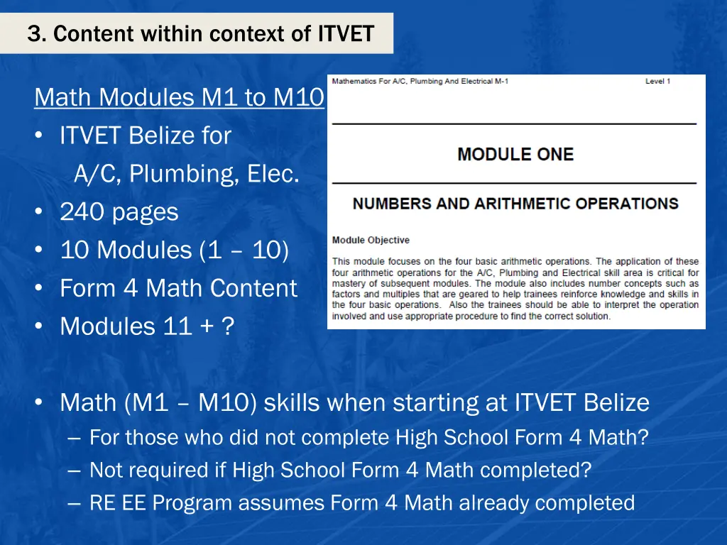 3 content within context of itvet 5