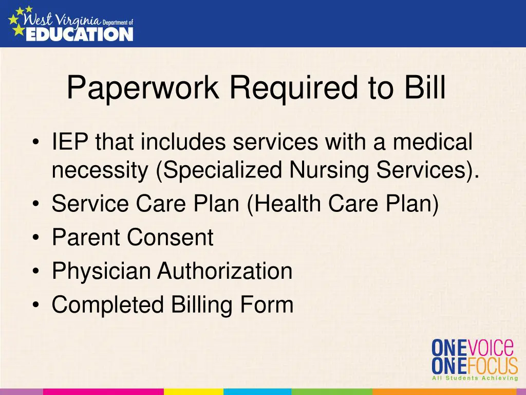 paperwork required to bill