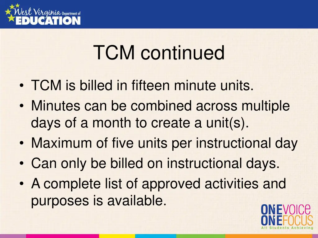tcm continued