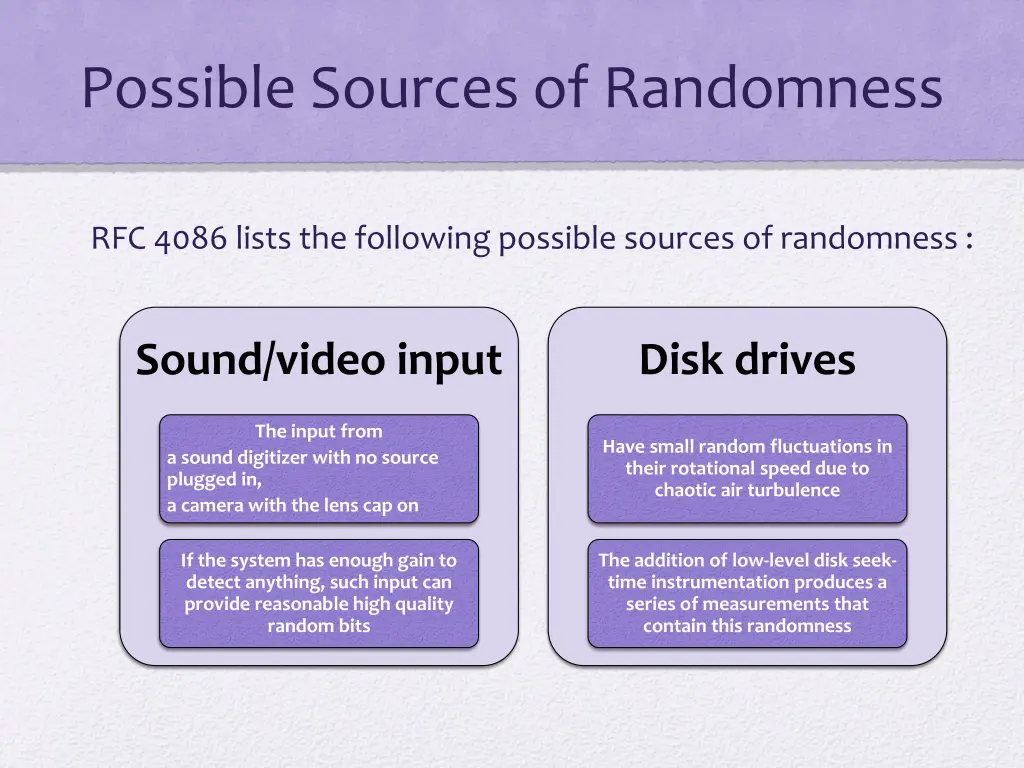 possible sources of randomness