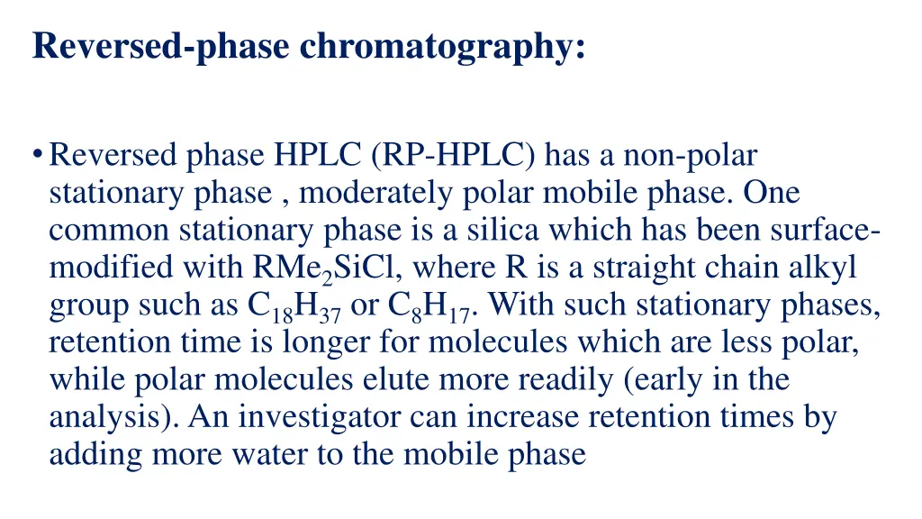 reversed phase chromatography
