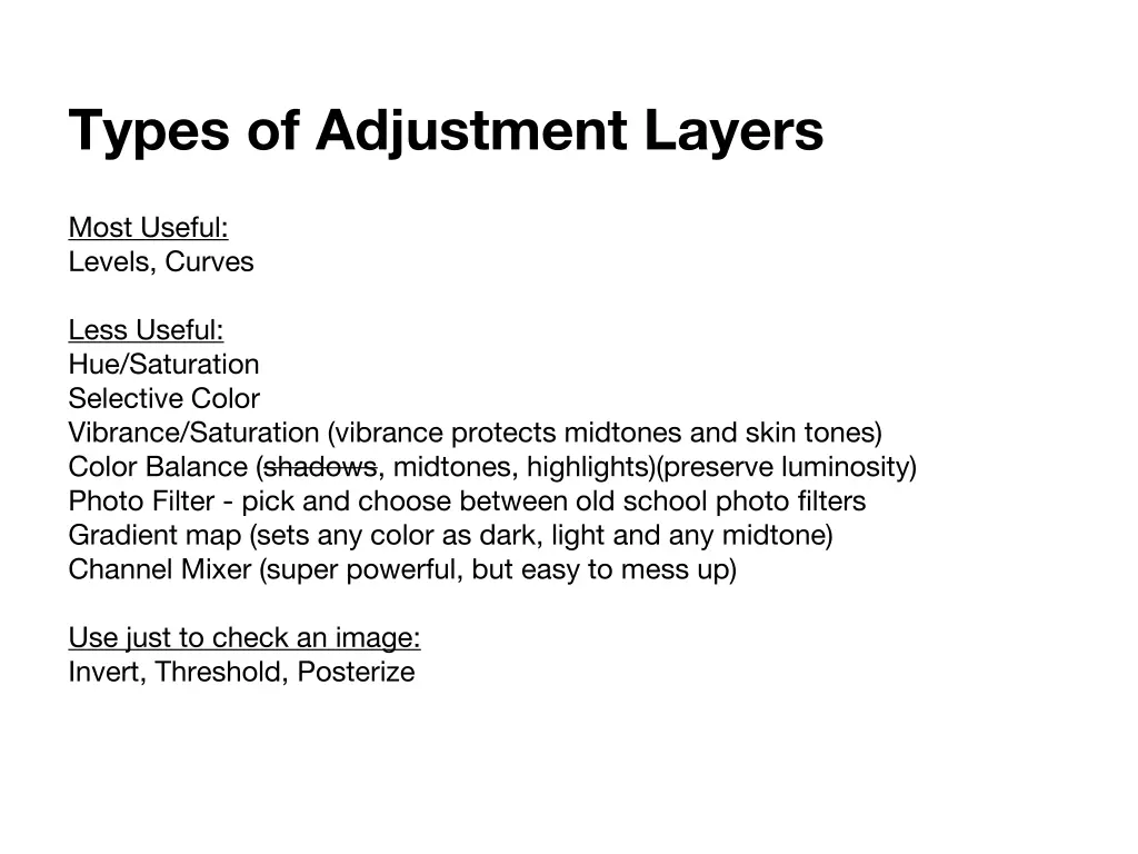 types of adjustment layers