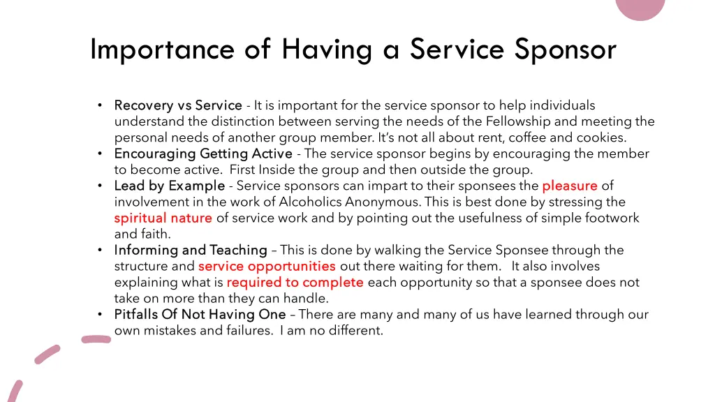 importance of having a service sponsor