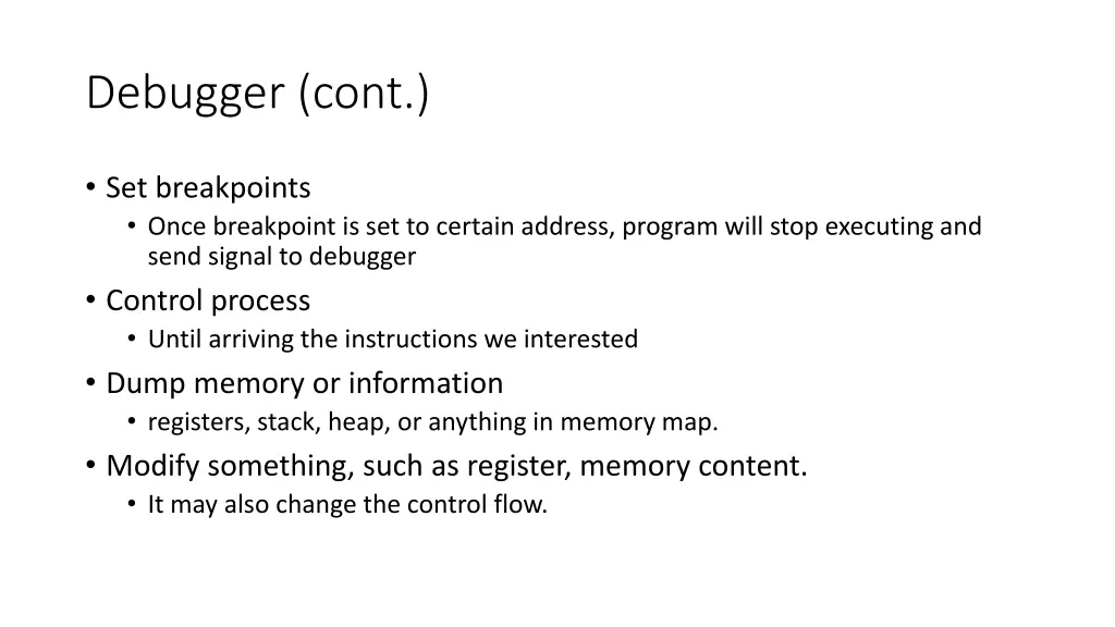 debugger cont