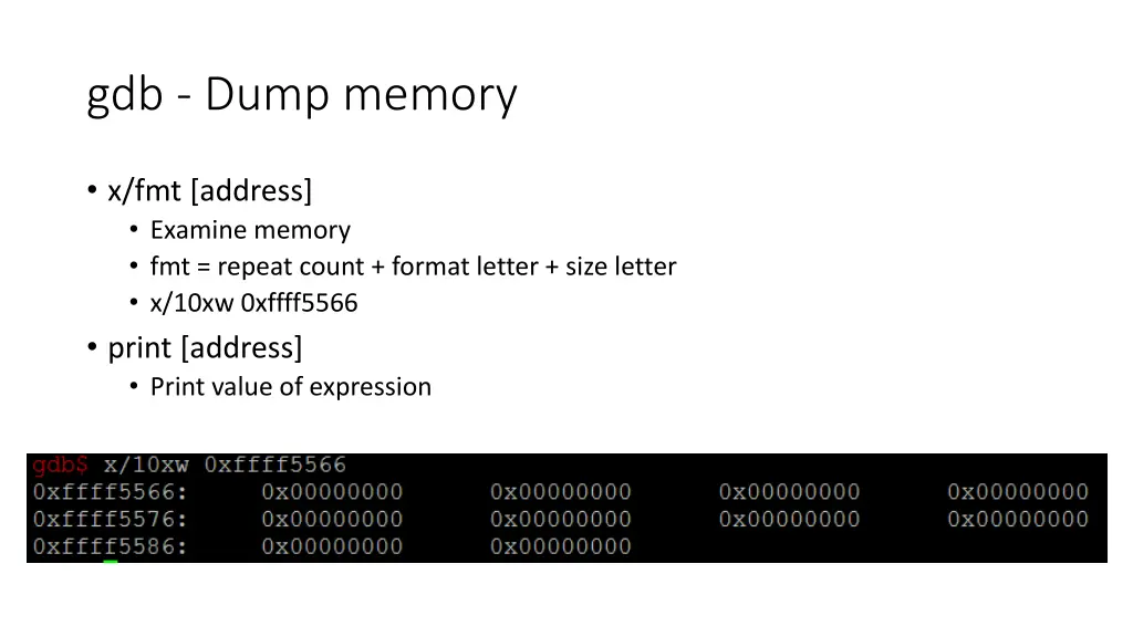 gdb dump memory