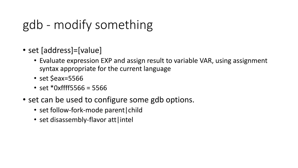 gdb modify something
