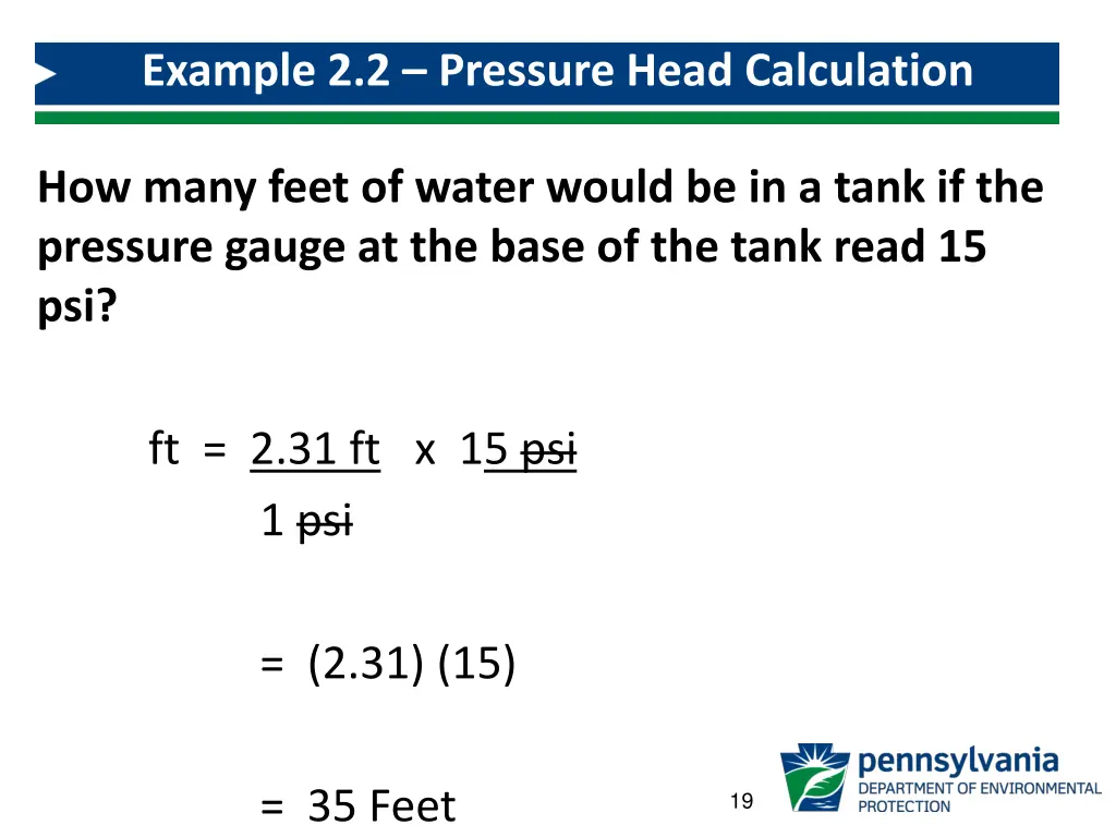 example 2 2 pressure head calculation